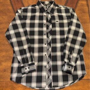 RVCA Long Sleeve Button Down Plaid Shirt Size XL Black/White/Gray